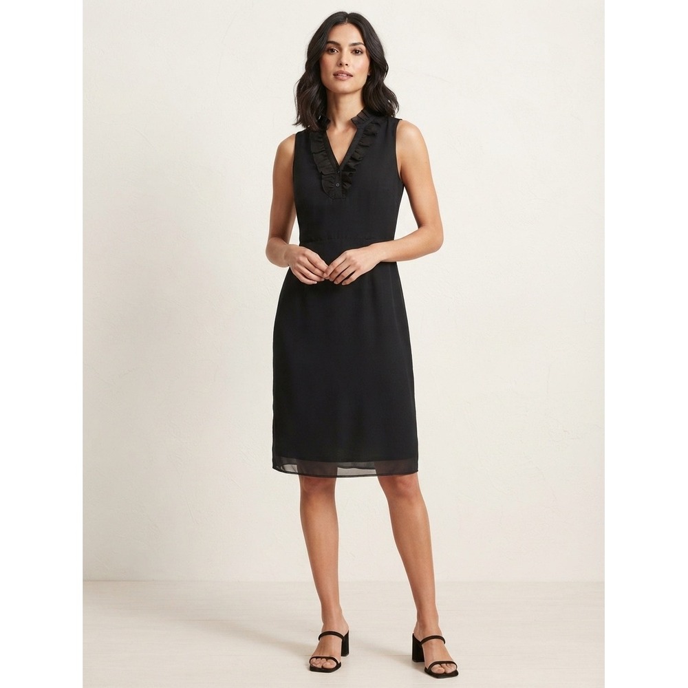 Isaac Mizrahi for Target Black Ruffle Neck Sleeveless Midi Dress Size 14